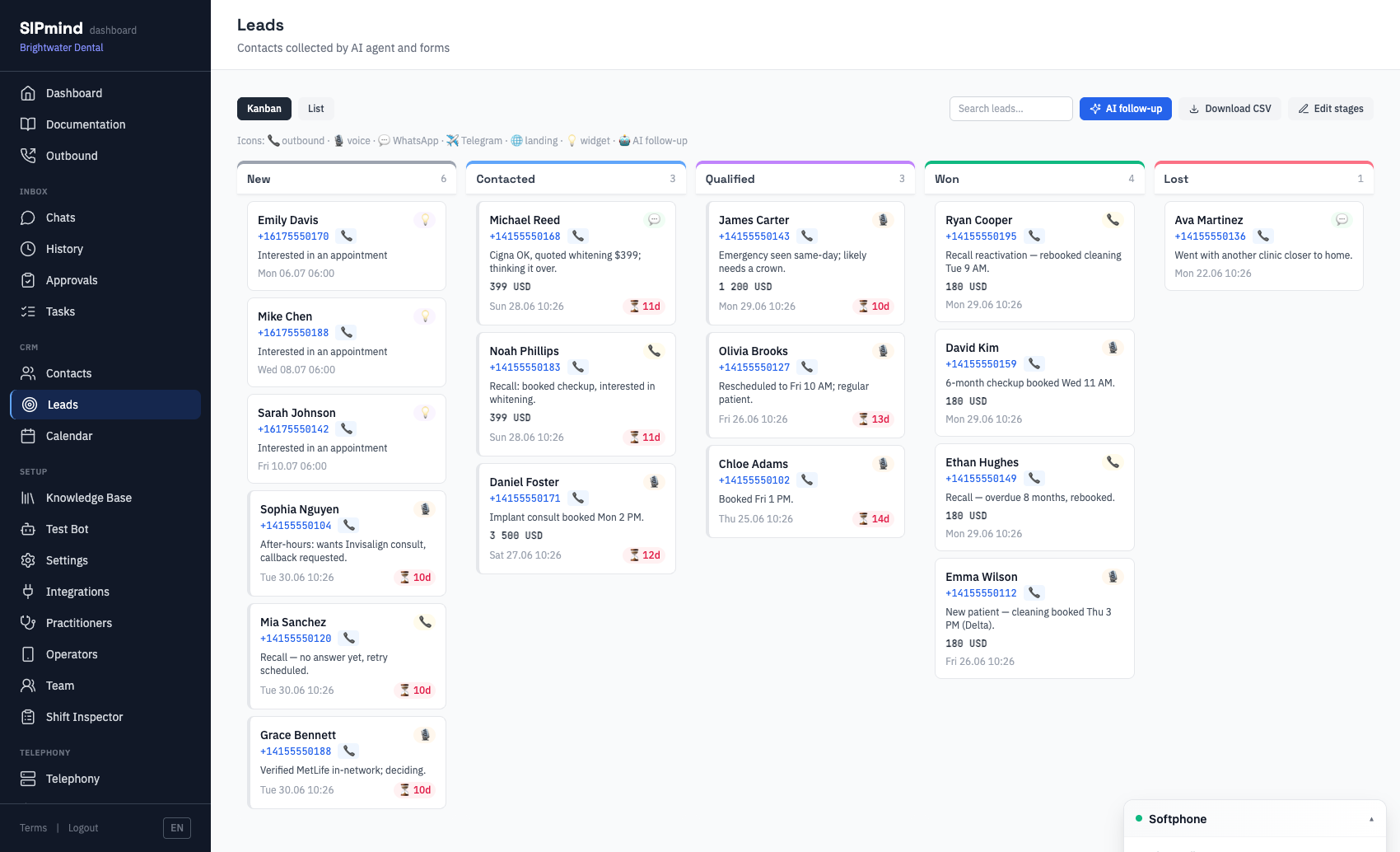 Lead pipeline kanban